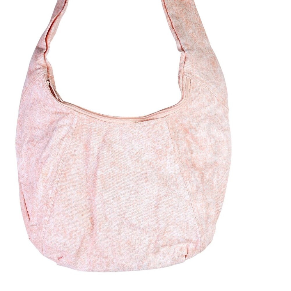 Vintage Holiday Fair Denim Peach White Tie Dye Bohemian Hobo Shoulderbag Handbag - Picture 2 of 9
